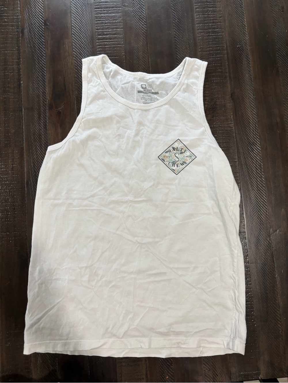 Salty Crew White Kids Tank Top with Small Diamond Chest Graphic
